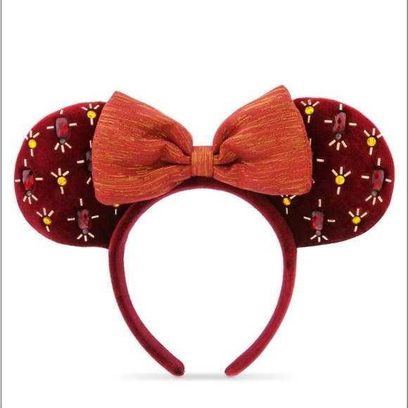 Minnie Mouse Cranberry Red Velvet Ears - Picture 1 of 6